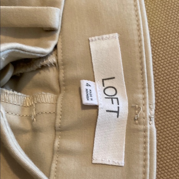 LOFT Cream Ankle Cropped Pants - Picture 2 of 3